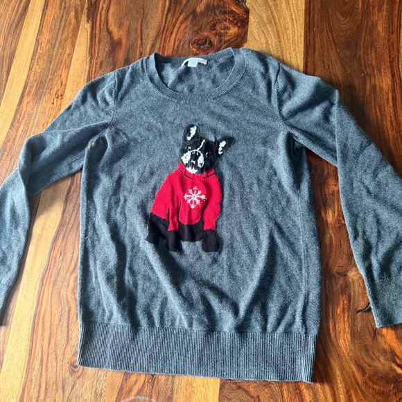 Westport 1962 Sweaters - Westport 1962 Gray French Bulldog Sweater Sequin Snowflake Small